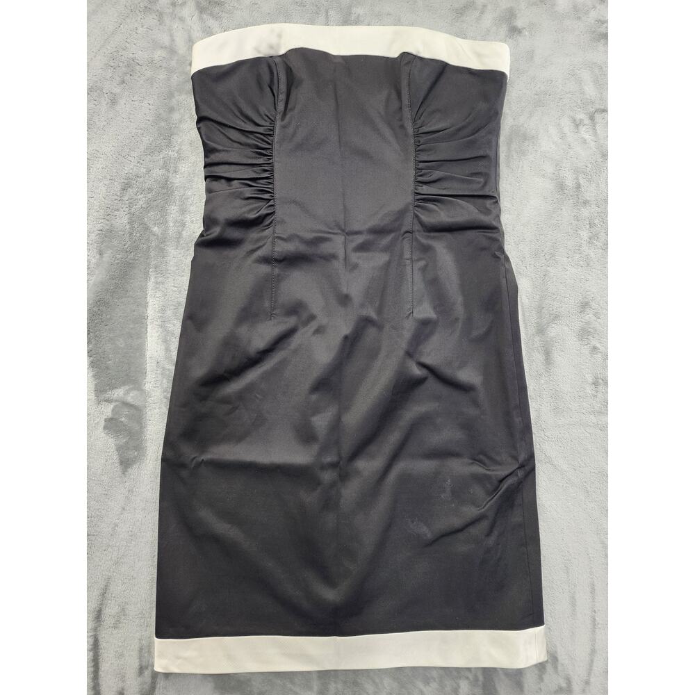 NEW Kay Unger Contrast‎ Trim Strapless Mini Sheath Dress Size 10 Black White